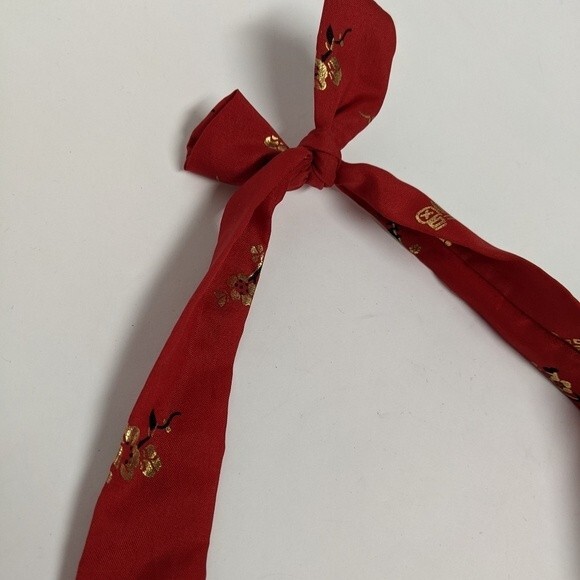 Ribbon & Wood Beads Asian Theme Necklace / Choker - Picture 3 of 6